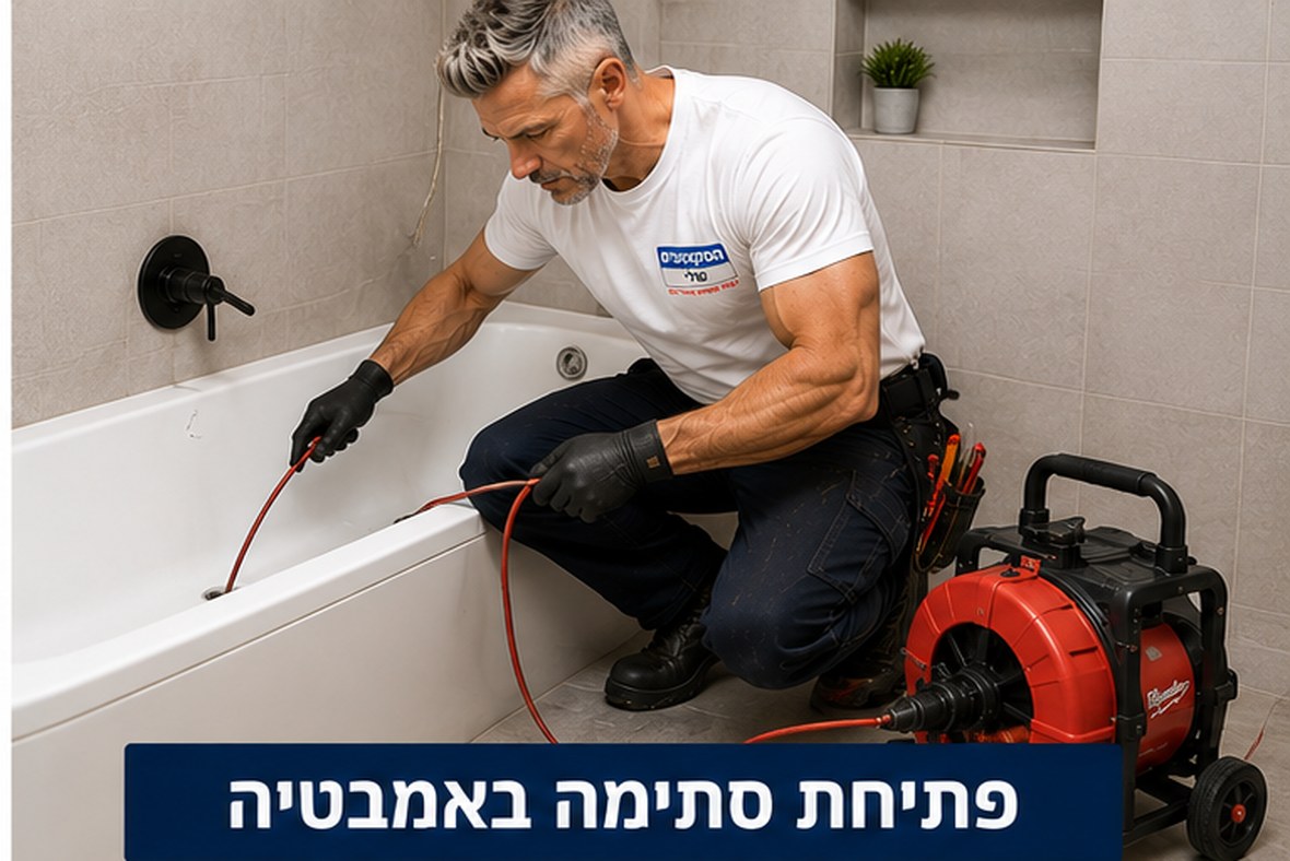 פתיחת סתימה בקו הניקוז של אמבטיה בעזרת ספירלה חשמלית