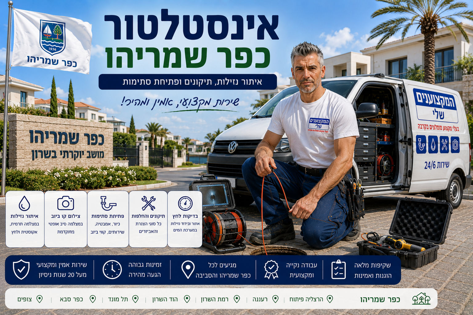 אינסטלטור בכפר שמריהו – איתור נזילות, פתיחת סתימות ותיקוני אינסטלציה