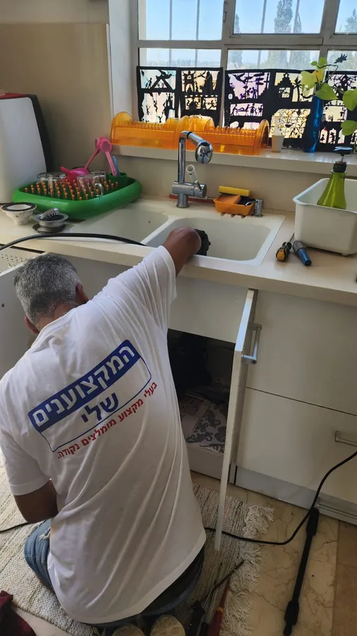 עבודה על כיור מטבח כפול: החלפת מסננות וסיפון, האינסטלטור בחולצת המקצוענים שלי