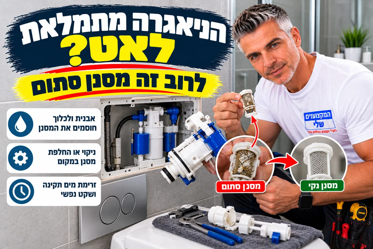 הניאגרה מתמלאת לאט - מסנן סתום באבנית מול מסנן נקי