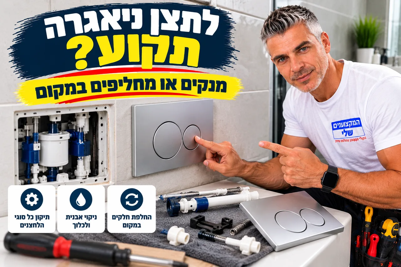 לחצן ניאגרה תקוע - ניקוי אבנית או החלפת לחצן במקום