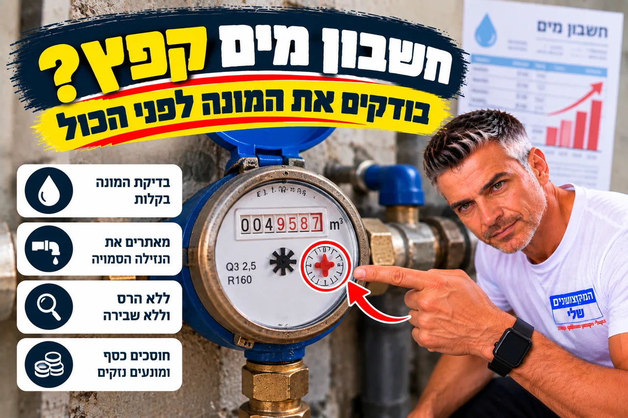 חשבון מים קפץ - בדיקת הגלגל הקטן במונה המים לאיתור נזילה
