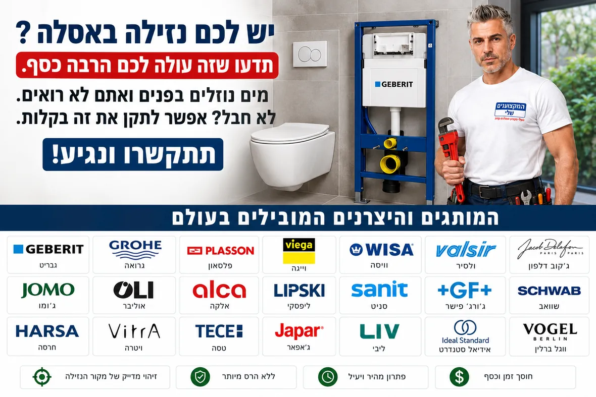 נזילה באסלה תלויה עולה כסף: תיקון ניאגרה סמויה וחלקי חילוף למותגים המובילים — גבריט, גרואה, פלסאון, ויגה, וויסה, ולסיר ועוד
