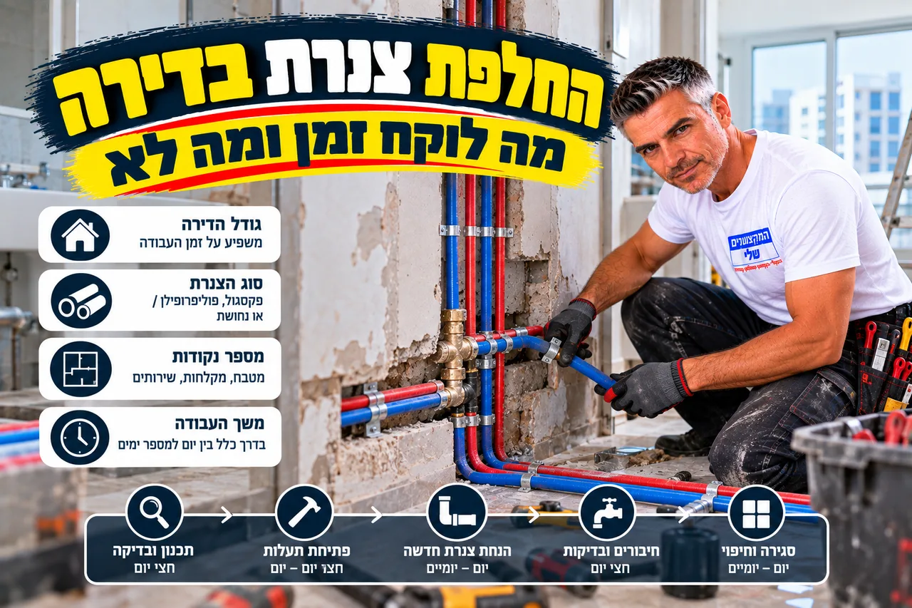 החלפת צנרת מים בדירה - הנחת צנרת חדשה בקיר, שלבי העבודה