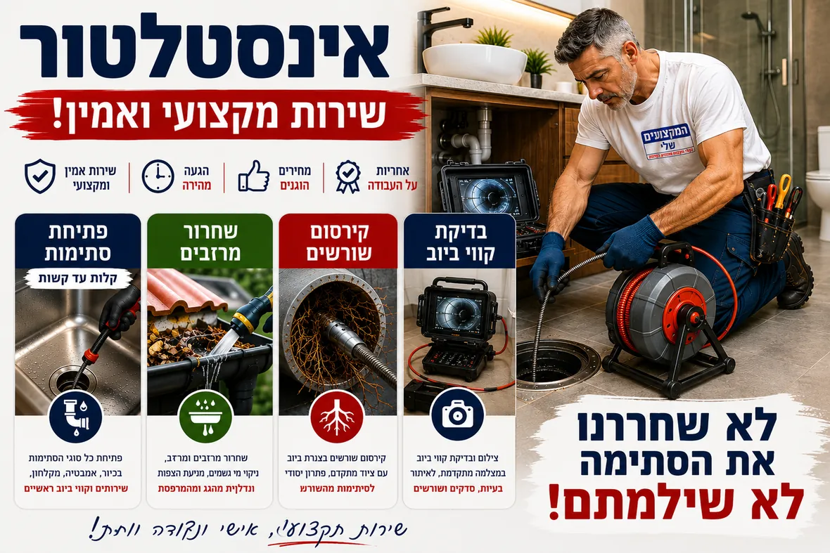 פתיחת סתימות מקצועית של המקצוענים שלי: פתיחת סתימות, שחרור מרזבים, קירסום שורשים וצילום קווי ביוב, עם אחריות על העבודה
