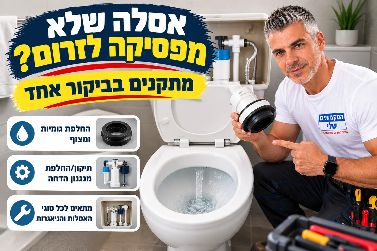 אסלה שלא מפסיקה לזרום - תיקון ניאגרה בביקור אחד, המקצוענים שלי נתניה