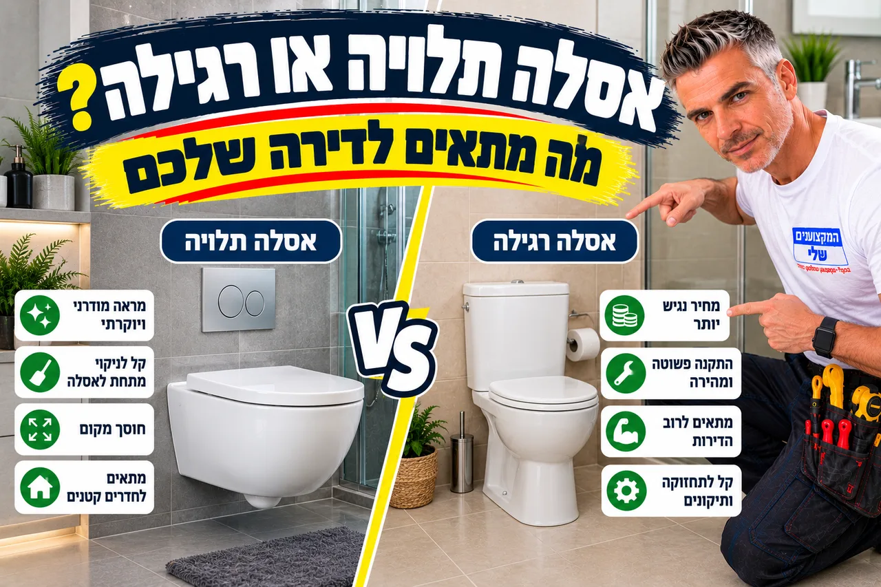 אסלה תלויה או אסלה רגילה - השוואה למי שמשפץ