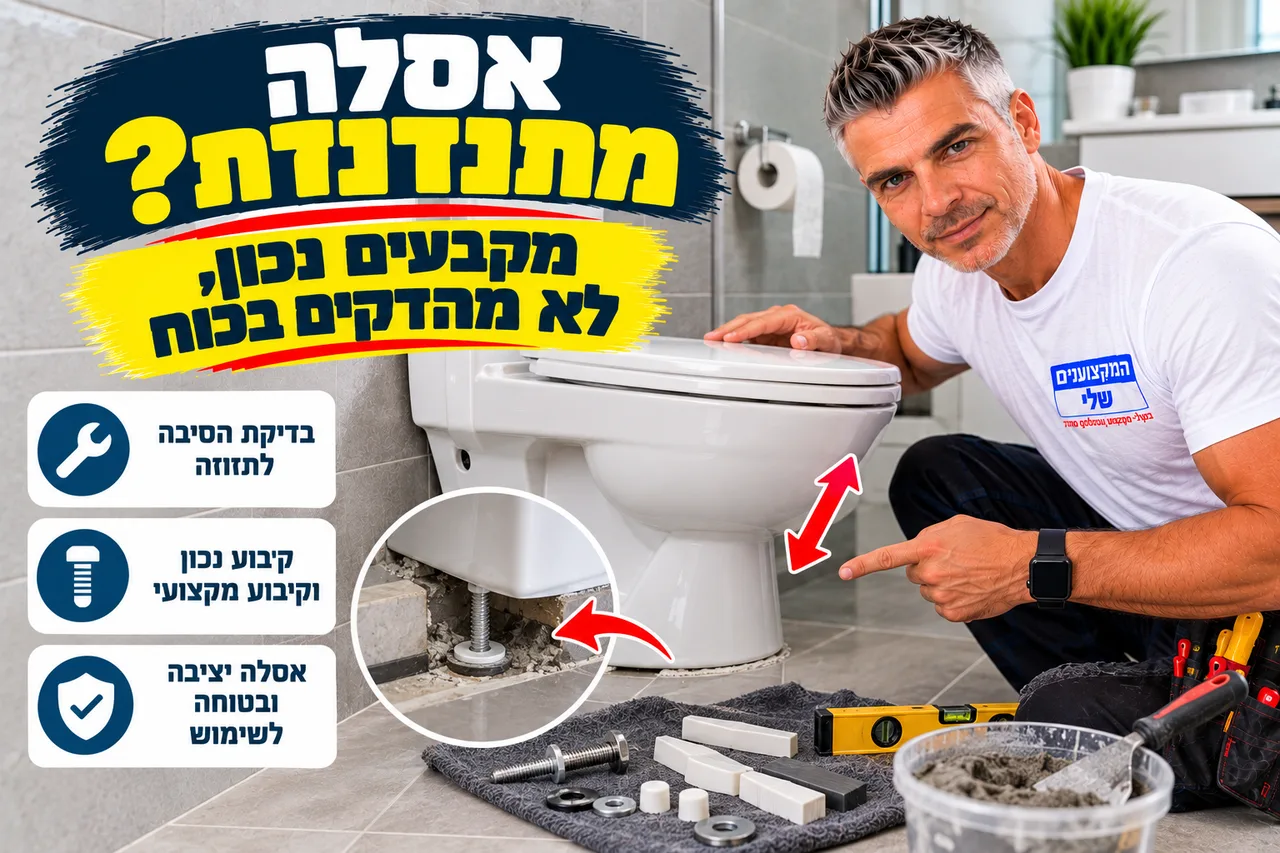 אסלה מתנדנדת - קיבוע נכון של האסלה לרצפה