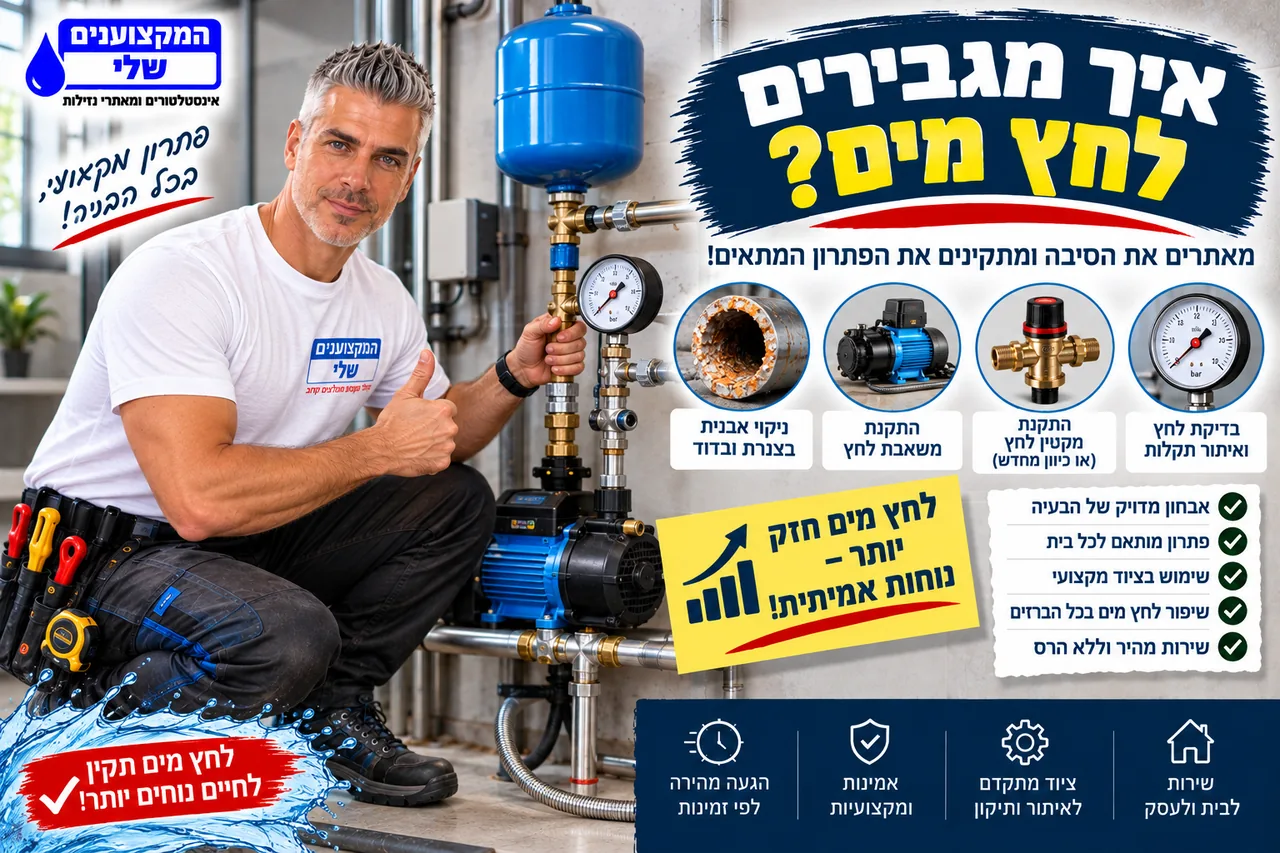 איך מגבירים לחץ מים - בדיקת לחץ, התקנת מקטין לחץ, משאבת הגברה וניקוי אבנית מהצנרת
