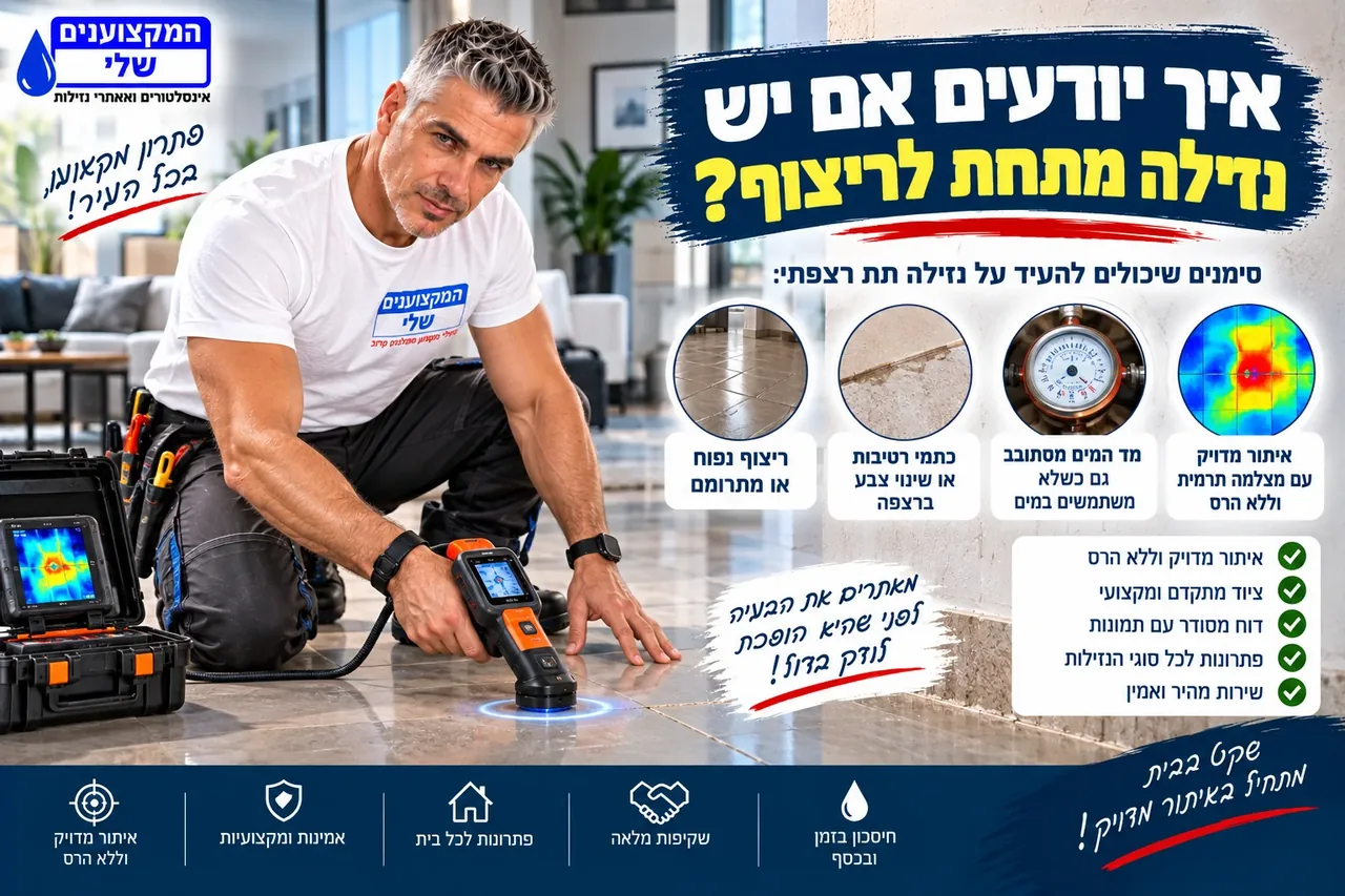 איך יודעים אם יש נזילה מתחת לריצוף - ריצוף נפוח, כתמי רטיבות ומד מים מסתובב