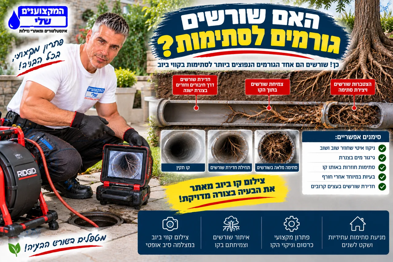 האם שורשים גורמים לסתימות - חדירת שורשים דרך חיבורים וחורים בצנרת ישנה וצמיחה בתוך הקו