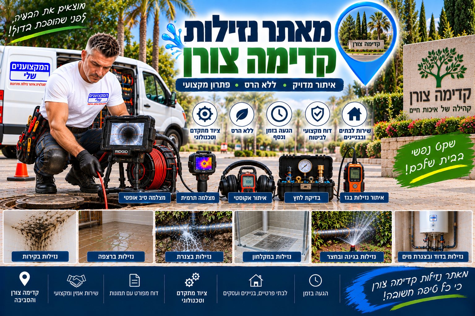 מאתר נזילות בקדימה-צורן – המקצוענים שלי, איתור נזילות ללא הרס מיותר עם מצלמה תרמית, גלאי אקוסטי וגז עוקב