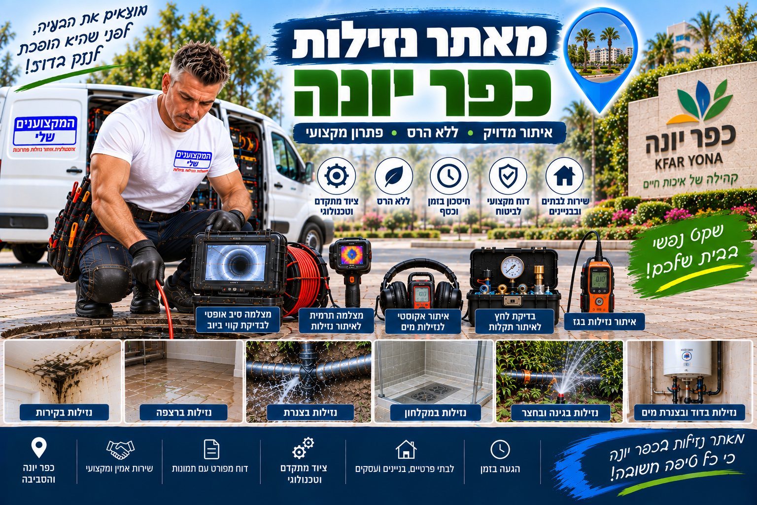 מאתר נזילות בכפר יונה – המקצוענים שלי, איתור נזילות ללא הרס מיותר עם מצלמה תרמית, גלאי אקוסטי וגז עוקב
