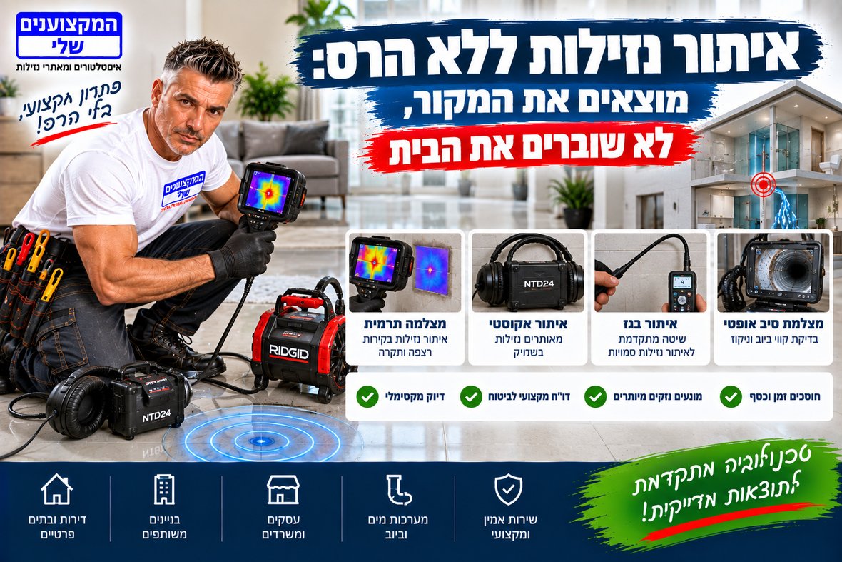 איתור נזילות ללא הרס מיותר עם מצלמה תרמית, גלאי אקוסטי, גז עוקב ומצלמת סיב אופטי