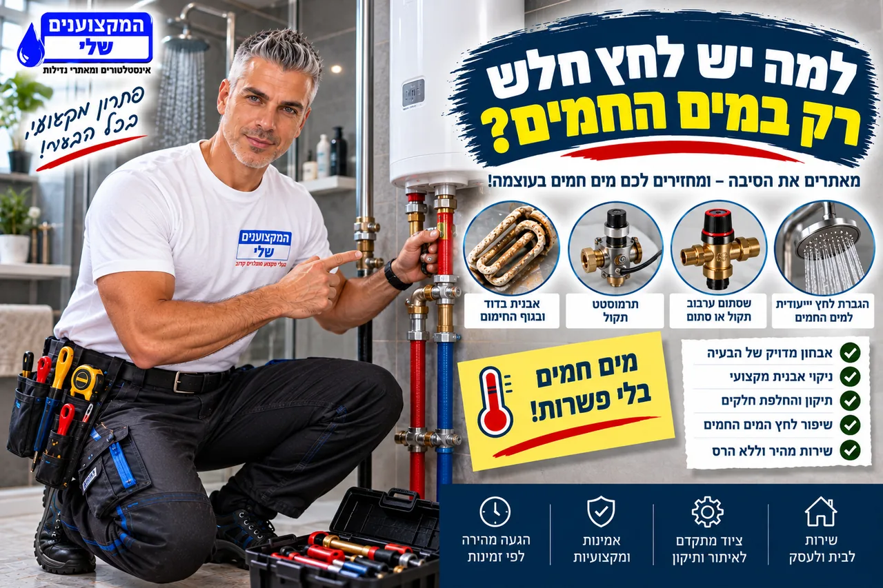 למה יש לחץ חלש רק במים החמים - אבנית בדוד ובגוף החימום, תרמוסטט תקול ושסתום ערבוב סתום