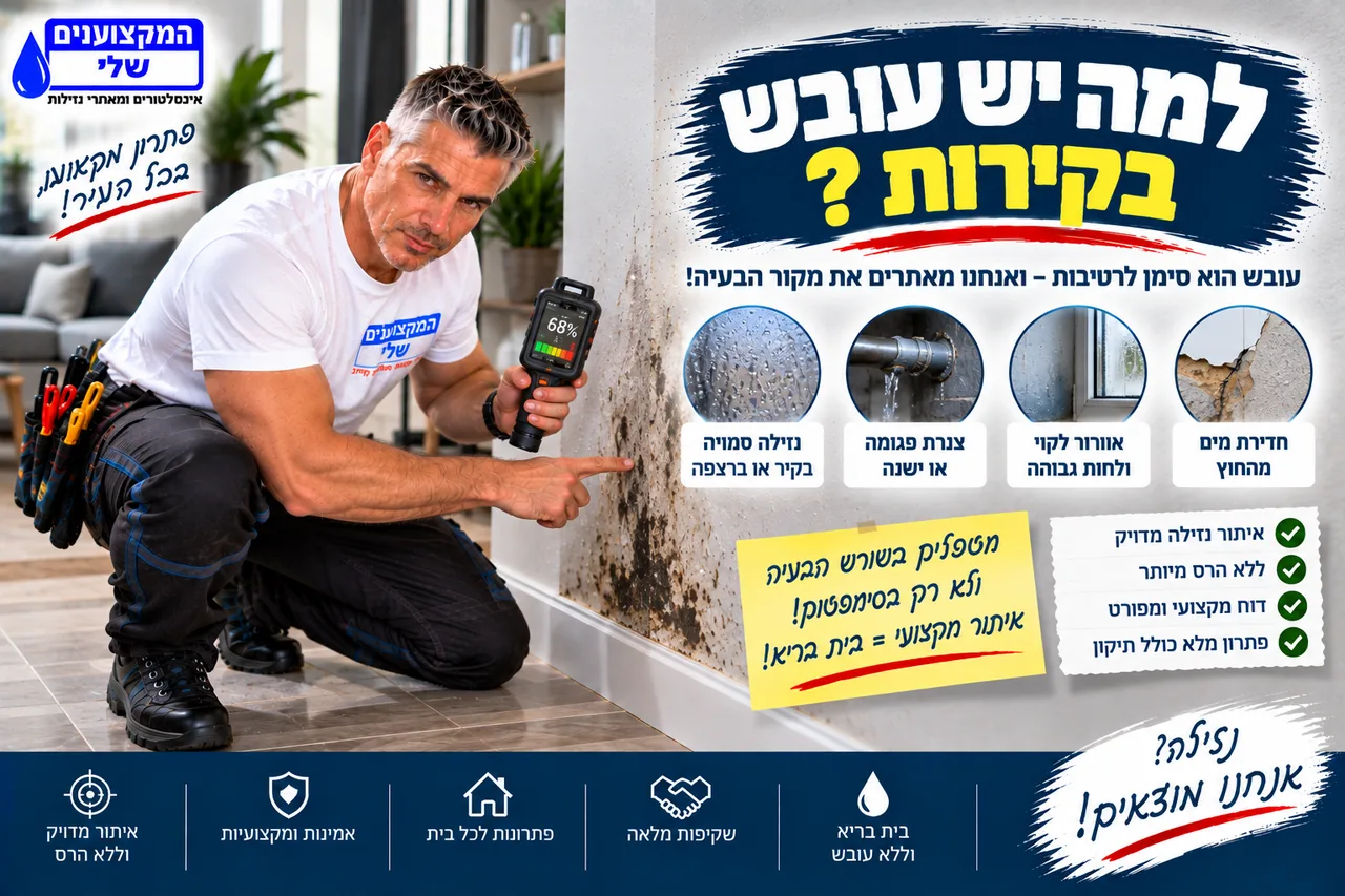 למה יש עובש בקיר - חדירת מים מהחוץ, אוורור לקוי, צנרת פגומה ונזילה סמויה