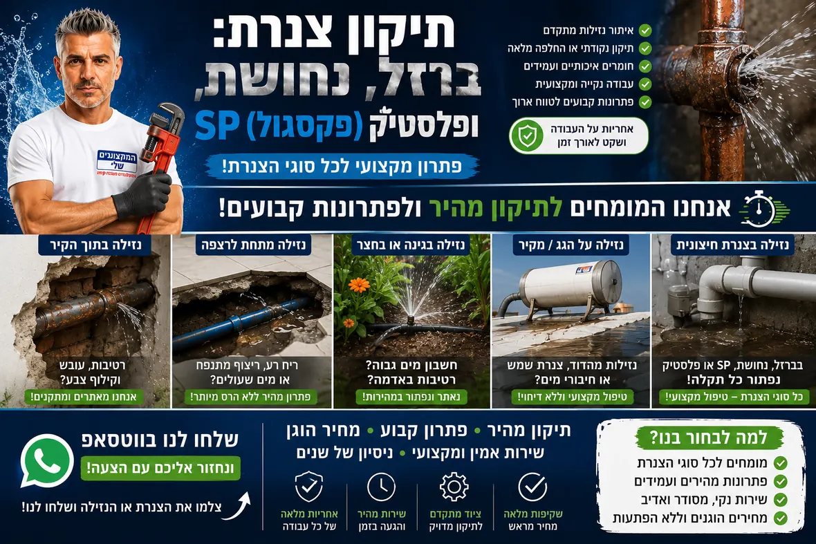 מומחים לתיקון מהיר של נזילות צנרת — נזילה בקיר, מתחת לריצפה, בגינה, על הגג ובצנרת חיצונית