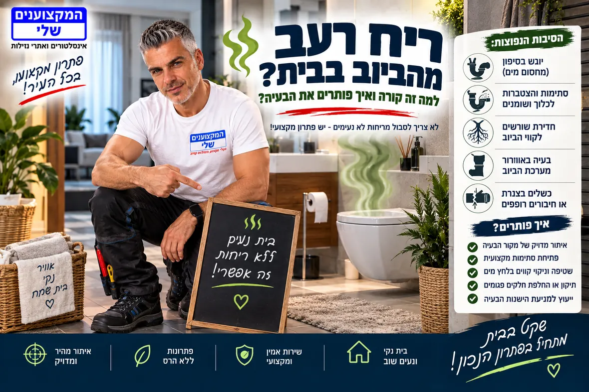 אינסטלטור של המקצוענים שלי בשירותים נקיים, מסביר על ריח רע מהביוב בבית - הסיבות הנפוצות ודרכי הפתרון