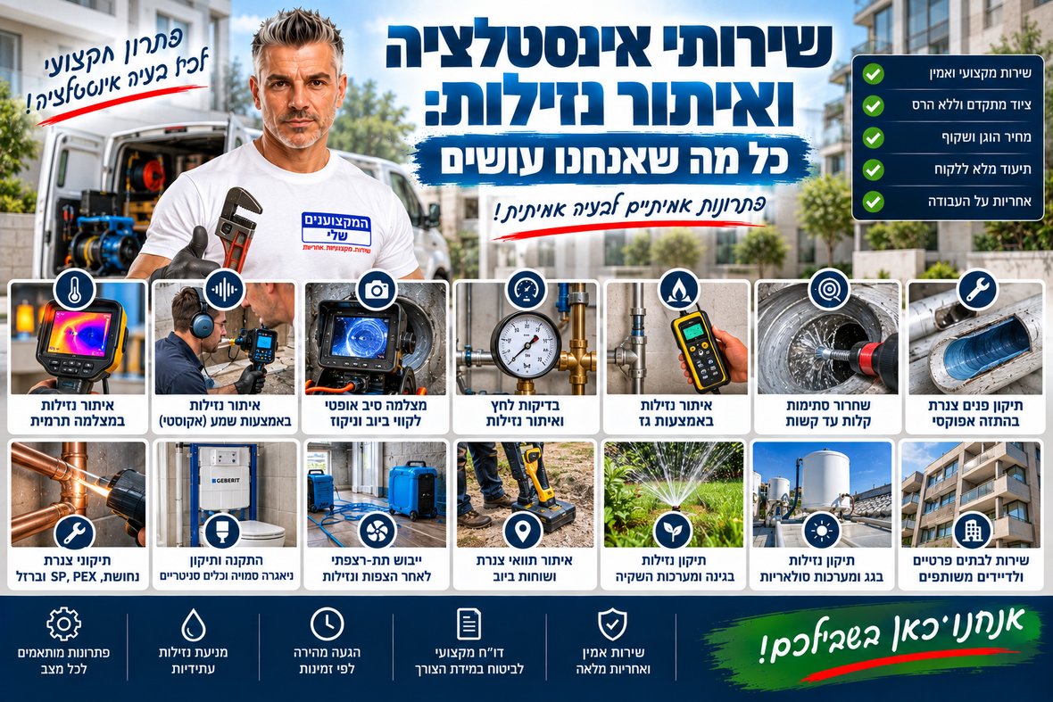 שירותי אינסטלציה ואיתור נזילות בנתניה ובכל האזור, מזכרון יעקב ועד רמת השרון, מצלמה תרמית, גלאי אקוסטי, צילום קו ביוב ובדיקת לחץ
