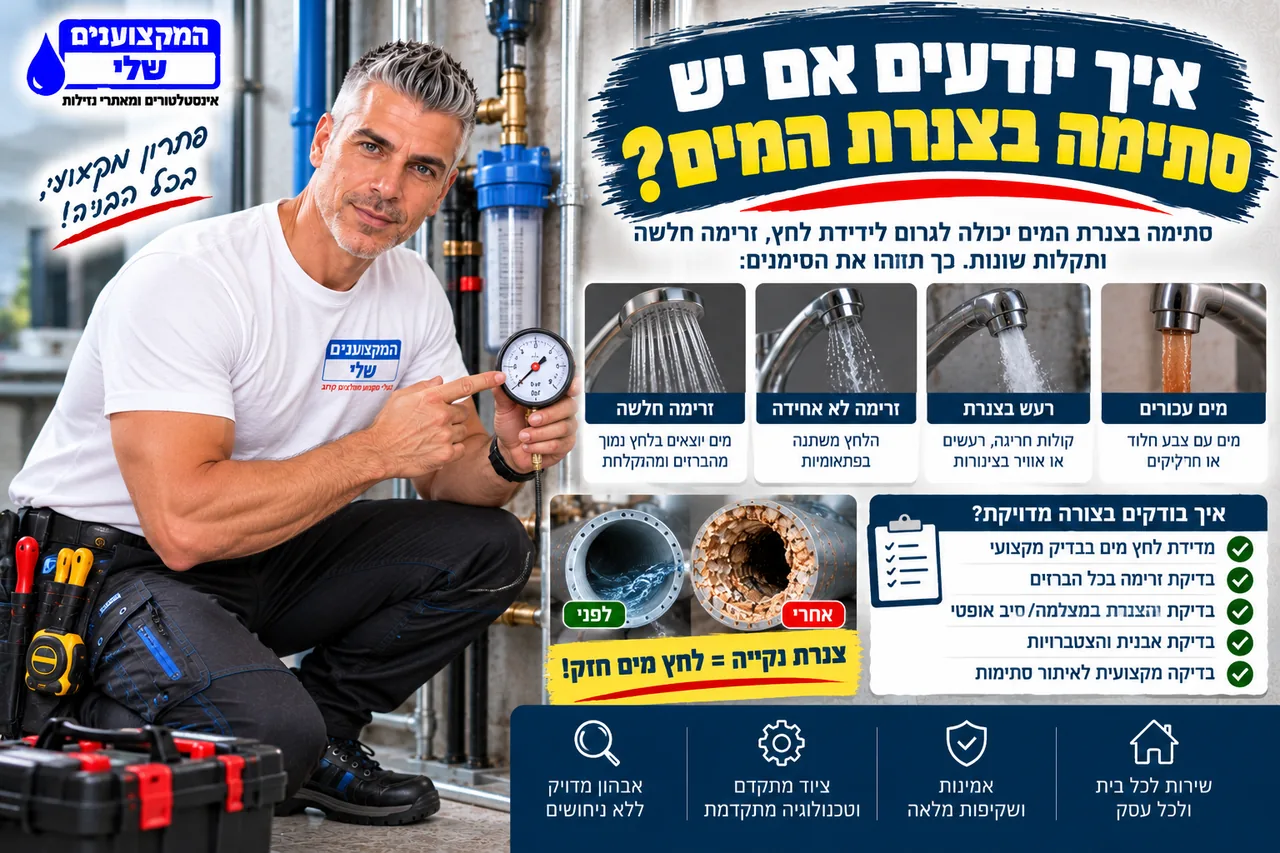 איך יודעים אם יש סתימה בצנרת המים - מים עכורים, רעש בצנרת, זרימה לא אחידה וזרימה חלשה