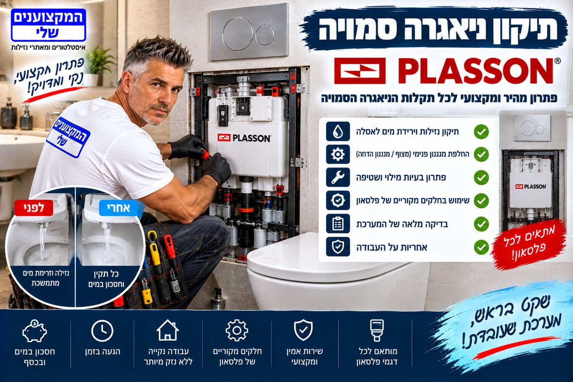 תיקון ניאגרה סמויה פלסאון, החלפת מנגנון פנימי וחלקים מקוריים דרך פתח הביקורת