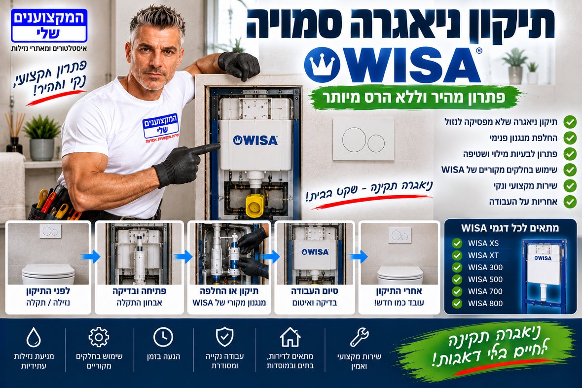 תיקון ניאגרה סמויה WISA, החלפת מנגנון פנימי דרך פתח הביקורת בלי לשבור קיר
