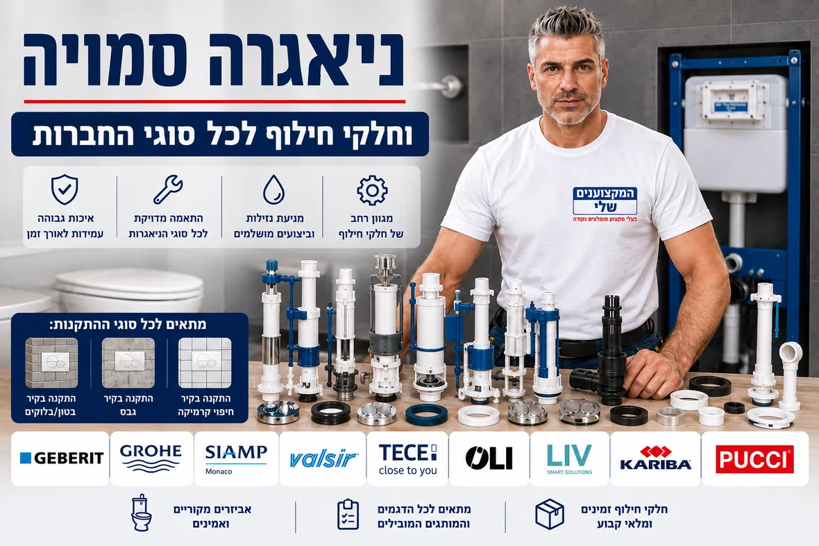 תיקון והתקנה ניאגרות ואסלות סמויות — מנגנוני הדחה, מצופים, אטמים ולחצנים לכל סוגי היצרנים, המקצוענים שלי