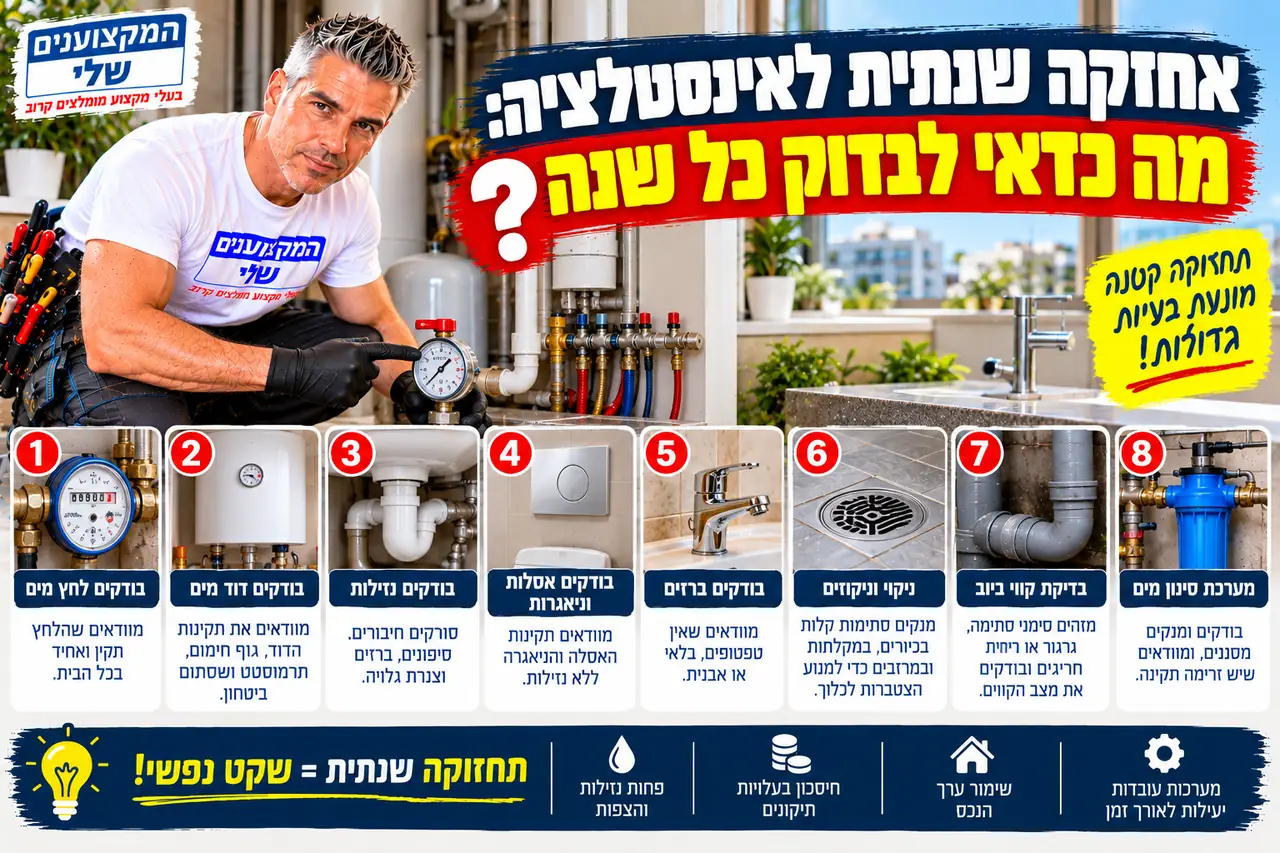 רשימת אחזקה שנתית לאינסטלציה בבית: דוד, ברזים, ניקוזים ומסננים, המקצוענים שלי