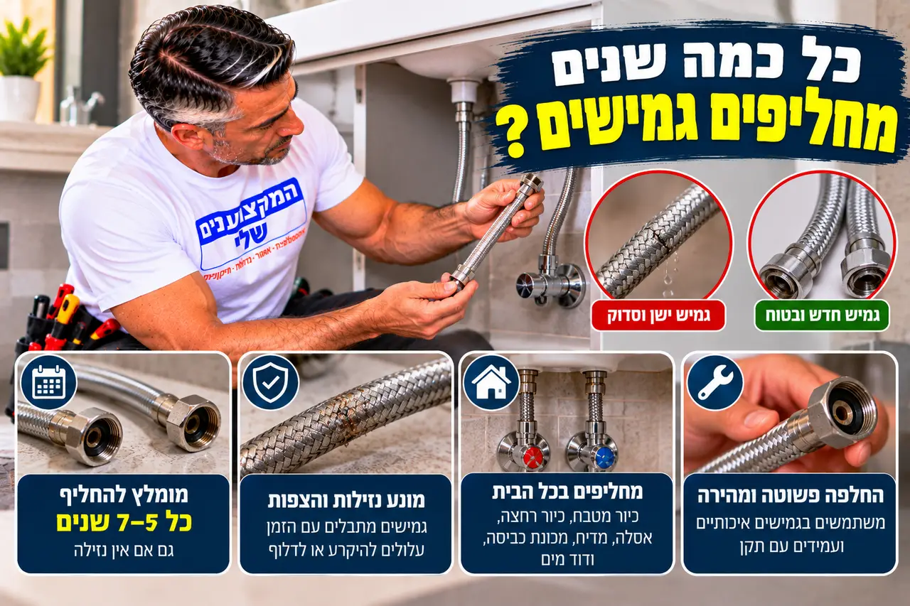 החלפת צינורות גמישים מתחת לכיור, גמיש ישן מול גמיש חדש, המקצוענים שלי