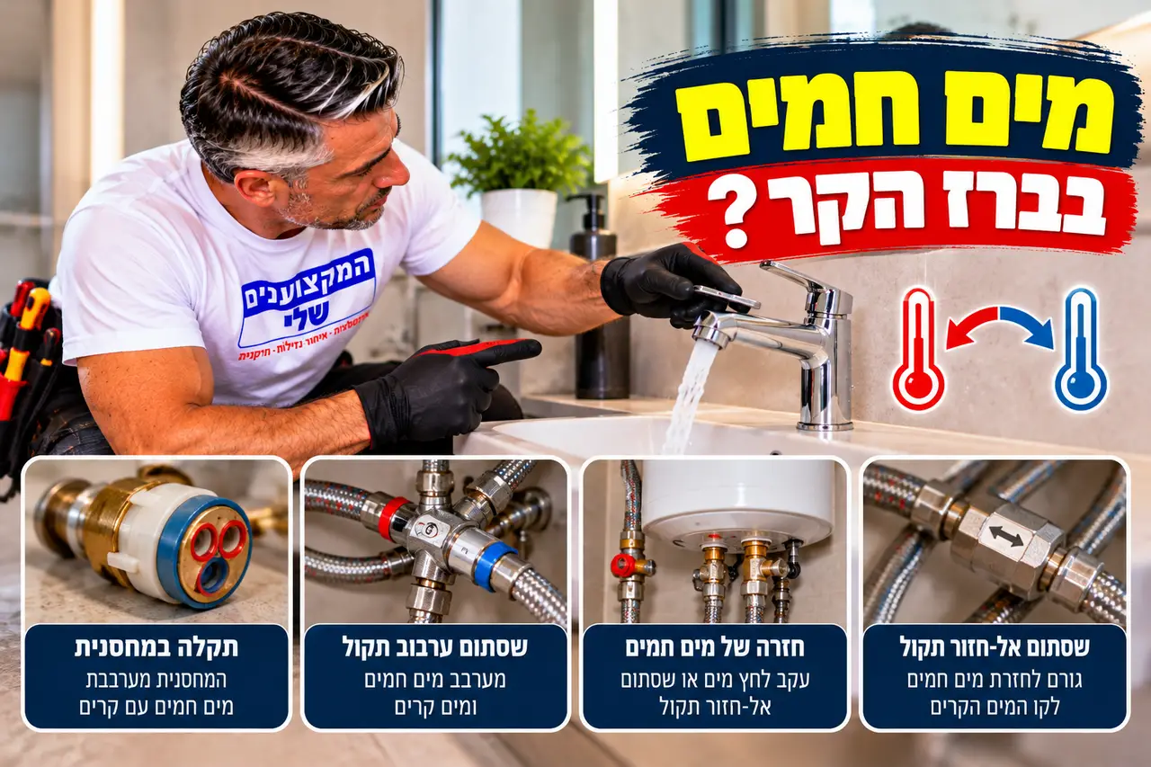 מים חמים בברז הקר, מחסנית, אינטרפוץ או שסתום אל-חוזר, המקצוענים שלי