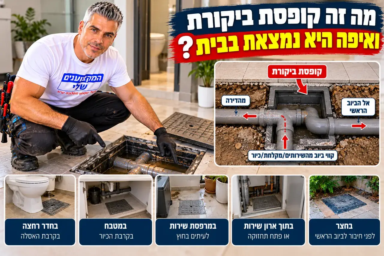 קופסת ביקורת ביוב פתוחה ומיקומים נפוצים שלה בבית, המקצוענים שלי