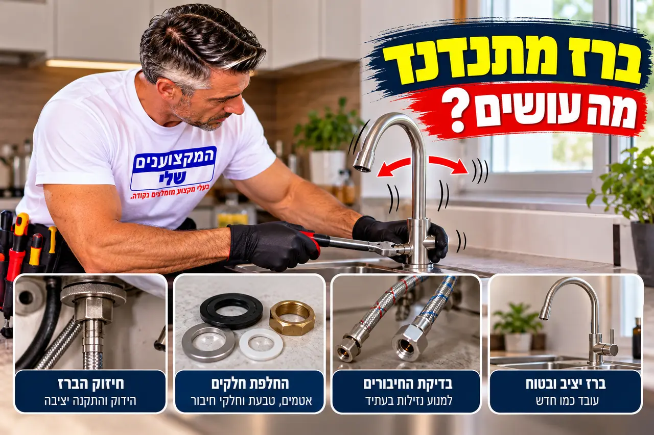 ברז מתנדנד על השיש, הידוק, החלפת אטמים ובדיקת חיבורים, המקצוענים שלי