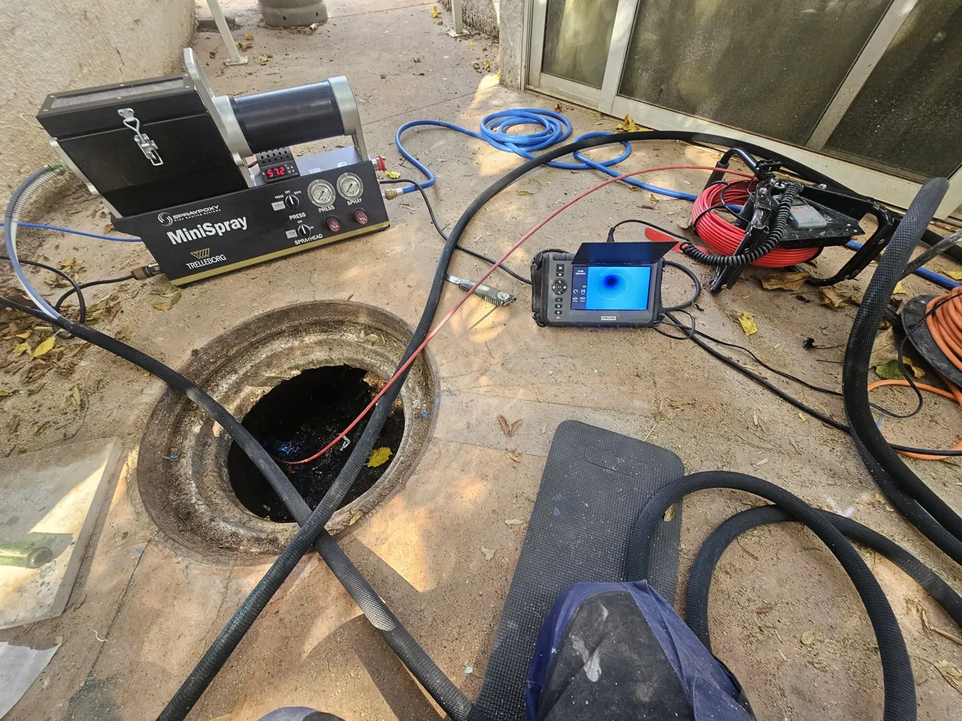 סיום תיקון פנים צנרת 4 צול באפוקסי, בדיקת מצלמה סופית