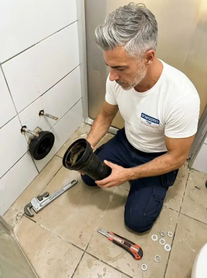 החלפת חיבור הביוב של אסלה תלויה