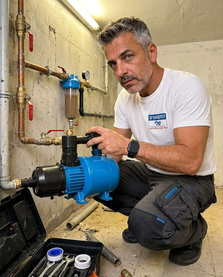 התקנת משאבת הגברת לחץ עם מסנן בכניסת המים