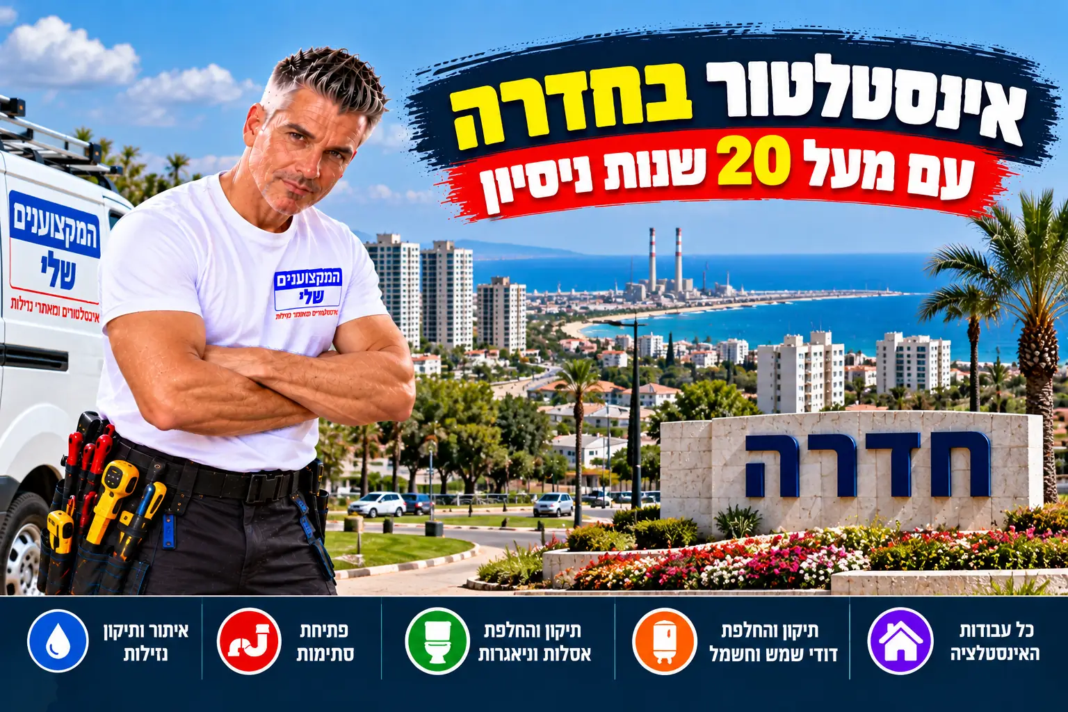 אינסטלטור בחדרה – המקצוענים שלי: פתיחת סתימות, איתור ותיקון נזילות, מרזבים, אסלות ודודים