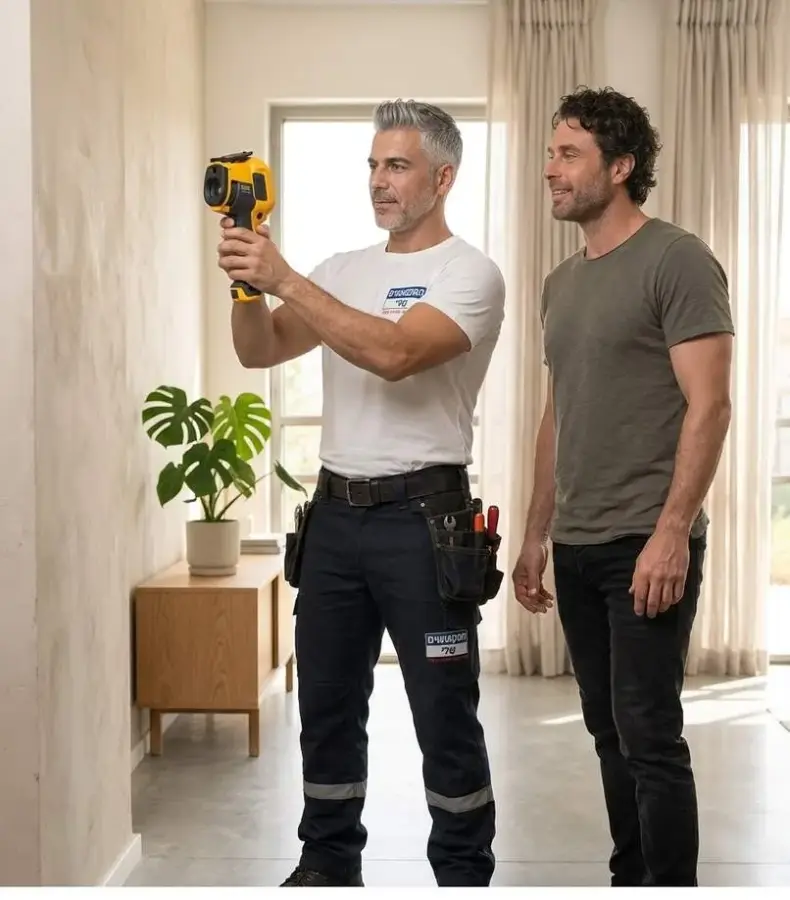 איתור נזילה סמויה יחד עם בעל הבית
