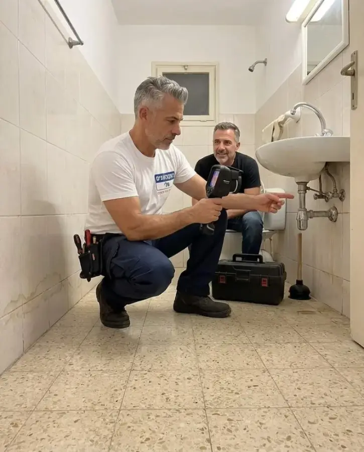 סריקה תרמית בחדר שירותים יחד עם הלקוח