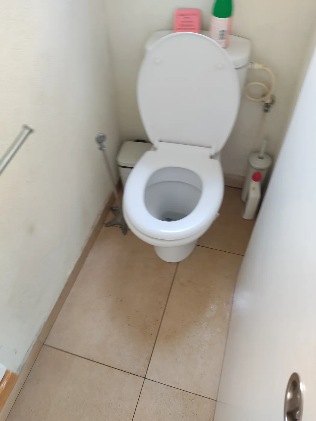 כתמים על הריצוף ליד האסלה לפני התיקון