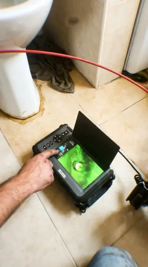צילום קו האסלה הסתום במצלמת צנרת