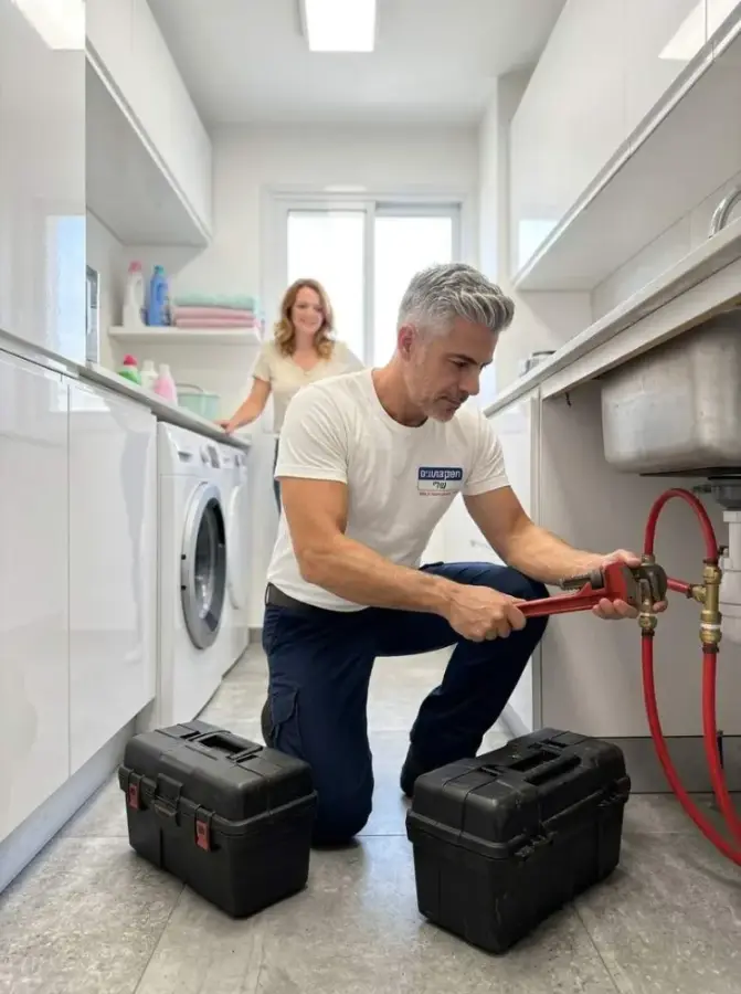 טיפול בקו המים בחדר הכביסה